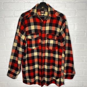 Vintage 50’s Woolrich Wool Flannel Shirt Lumberjack Buffalo Plaid Red Mens Large